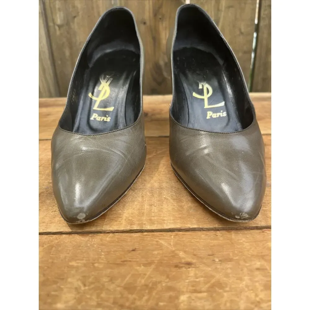 Vintage YSL Saint Laurent Paris 80 Pump Shoe Sz 8 M Paris Made In Italy - Picture 6 of 10